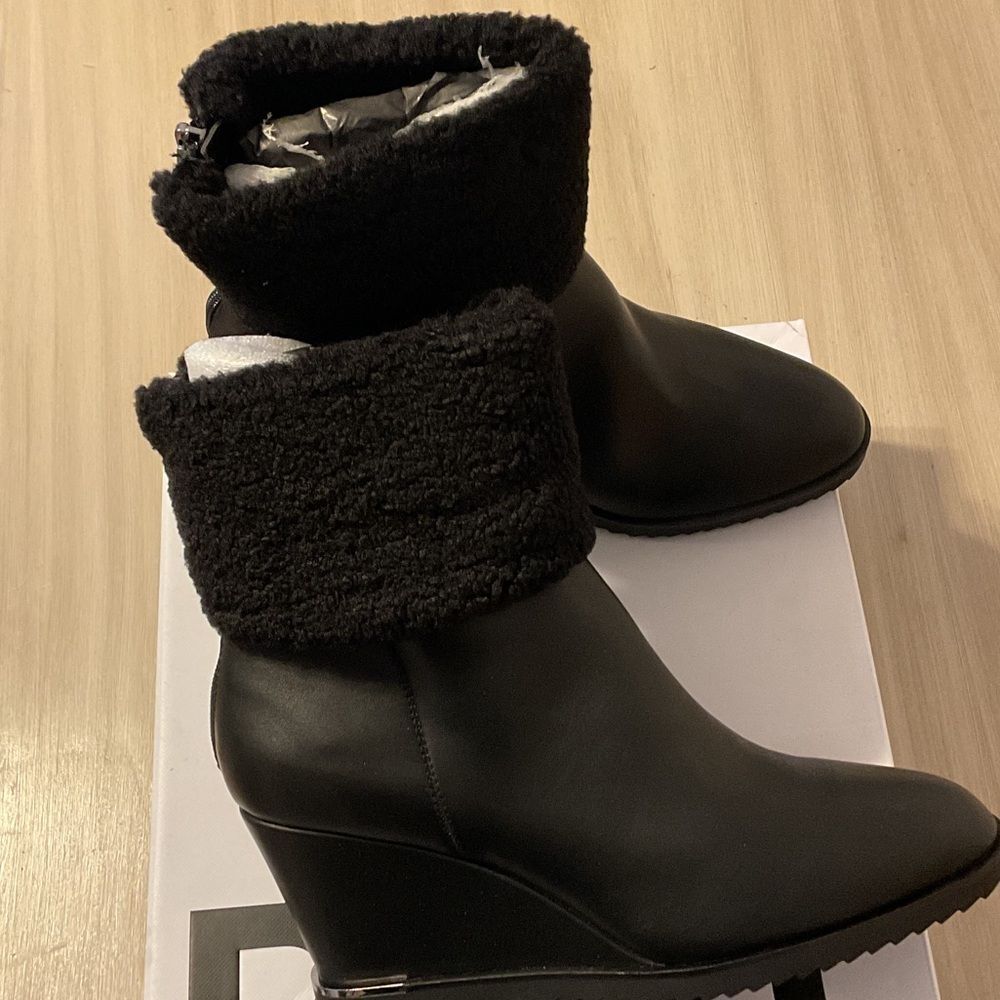 DKNY Black Winter Wedge Boots for Women